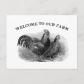 Welkom bij onze Boerderij  Rooster en kip Briefkaart (Voorkant)