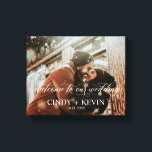 Welkom bij onze bruiloft aangepaste bruid bruidego canvas afdruk<br><div class="desc">Welkom bij onze bruiloft aangepaste bruid bruidegom canvas afdrukken</div>