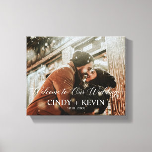 Welkom bij onze bruiloft aangepaste bruid bruidego canvas afdruk