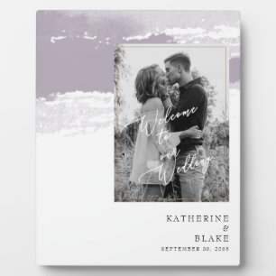 Welkom bij onze bruiloft B/W fotolavender Fotoplaat