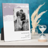 Welkom bij onze bruiloft B/W fotolavender Fotoplaat (Zijkant)