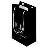 Welkom bij onze bruiloft, BLACK Gift Bags KLEIN Klein Cadeauzakje (Voorkant Gekanteld)