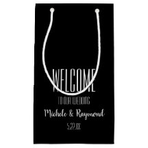 Welkom bij onze bruiloft, BLACK Gift Bags KLEIN