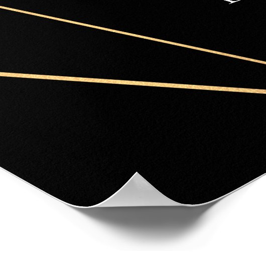 Welkom bij onze bruiloft Black Gold Geometric Poster (Hoek)