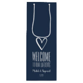 Welkom bij onze bruiloft Blue Wijn Cadeautas (Voorkant)