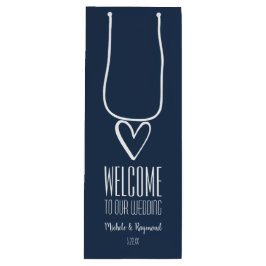 Welkom bij onze bruiloft Blue Wijn Cadeautas