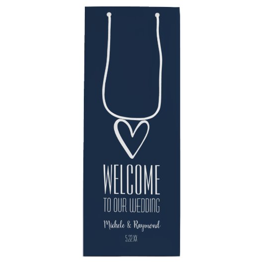 Welkom bij onze bruiloft Blue Wijn Cadeautas (Voorkant)