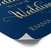 Welkom bij onze bruiloft Burgundy Gold Poster (Hoek)