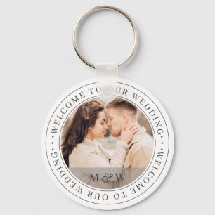 Welkom bij onze bruiloft Classic Custom Photo Sleutelhanger