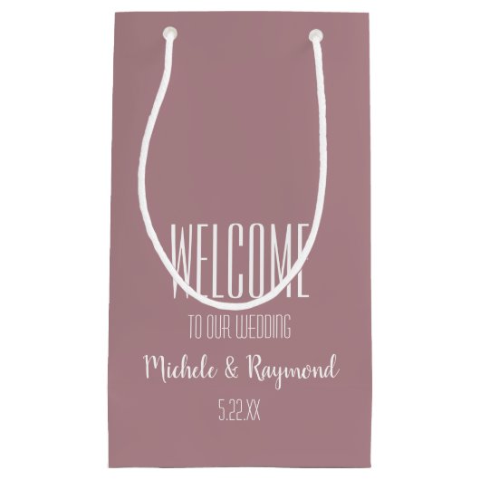 Welkom bij onze bruiloft, DUSTY ROOS Cadeaus KLEIN Klein Cadeauzakje (Voorkant)