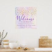 Welkom bij onze bruiloft Faux Gold Confetti Poster (Keuken)