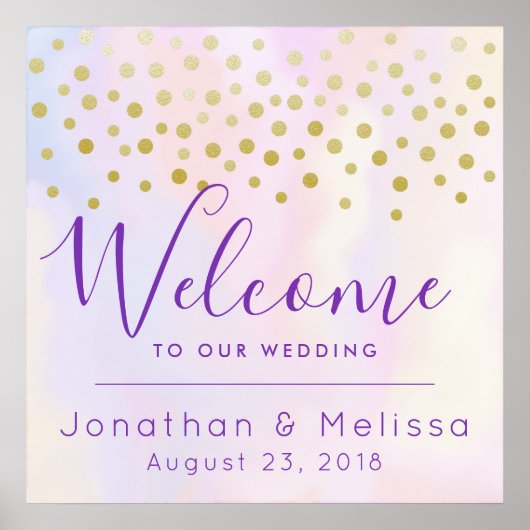 Welkom bij onze bruiloft Faux Gold Confetti Poster (Voorkant)