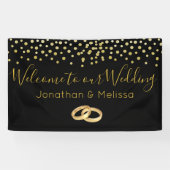 Welkom bij onze bruiloft Faux Gold Confetti Spandoek (Horizontaal)