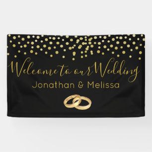 Welkom bij onze bruiloft Faux Gold Confetti Spandoek