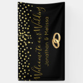 Welkom bij onze bruiloft Faux Gold Confetti Spandoek (Verticaal)