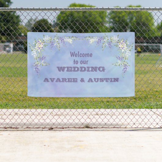 Welkom bij onze bruiloft Floral Banner (Insitu)