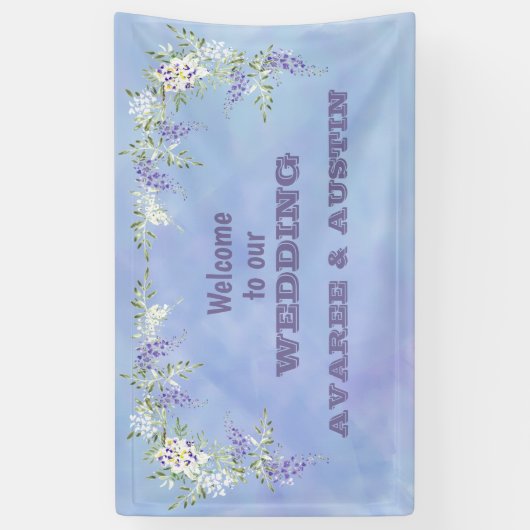 Welkom bij onze bruiloft Floral Banner (Verticaal)