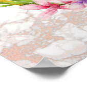 Welkom bij onze bruiloft Floral en Marble Poster (Hoek)