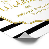 Welkom bij onze bruiloft Gold Black Stripes Poster (Hoek)