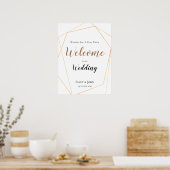 Welkom bij onze bruiloft Gold Geometric Poster (Keuken)