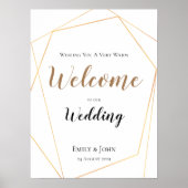 Welkom bij onze bruiloft Gold Geometric Poster (Voorkant)