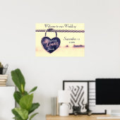 Welkom bij onze bruiloft Heart Padlock Poster (Thuiskantoor)