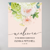 Welkom bij onze bruiloft met de zwarte roze poster (Voorkant)