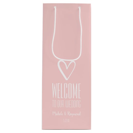 Welkom bij onze bruiloft met de zwarte roze wijn cadeautas (Voorkant)