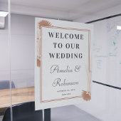 Welkom bij onze bruiloft moderne zwart script op m raamsticker