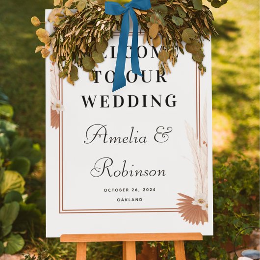 Welkom bij onze bruiloft moderne zwart script op m raamsticker