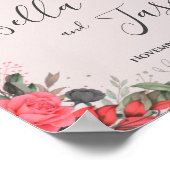 Welkom bij onze bruiloft Oranje Floral Wedding Poster (Hoek)