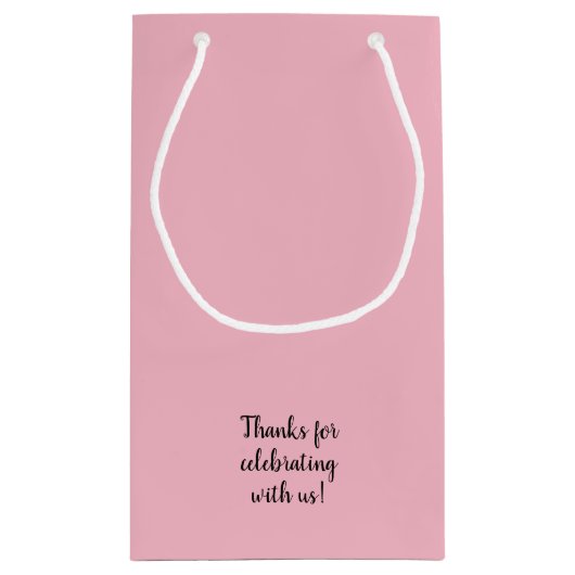 Welkom bij onze bruiloft PINK Gift Bags SMALL Klein Cadeauzakje (Achterkant)