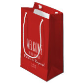 Welkom bij onze bruiloft RED Gift Tassen SMALL Klein Cadeauzakje (Voorkant Gekanteld)