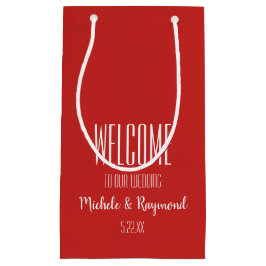 Welkom bij onze bruiloft RED Gift Tassen SMALL Klein Cadeauzakje