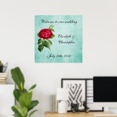 Welkom bij onze bruiloft  Rode Roos Poster (Thuiskantoor)