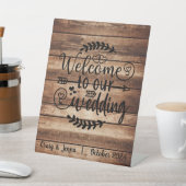 Welkom bij onze bruiloft Rustic Custom Reclamebord Met Voetstuk (Insitu)