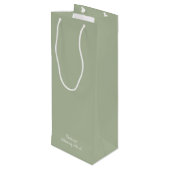 Welkom bij onze bruiloft Sage Green Wijn Cadeautas (Achterkant Gekanteld)