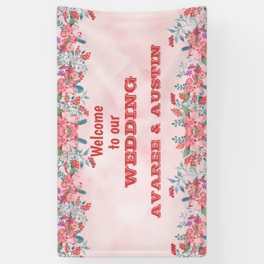 Welkom bij onze bruiloft spandoek (Verticaal)