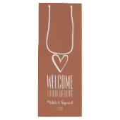 Welkom bij onze bruiloft Terracotta Wijn Cadeautas (Voorkant)