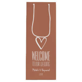 Welkom bij onze bruiloft Terracotta Wijn Cadeautas