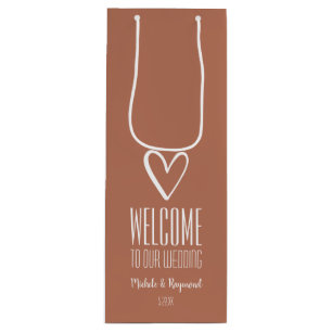 Welkom bij onze bruiloft Terracotta Wijn Cadeautas