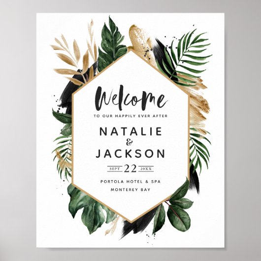 Welkom bij onze bruiloft tropisch poster (Voorkant)