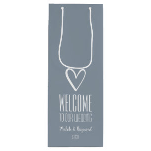 Welkom bij onze bruiloft-tusty Blue Wijn Cadeautas