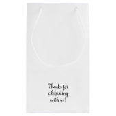 Welkom bij onze bruiloft White Gift Bags SMALL Klein Cadeauzakje (Achterkant)