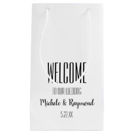 Welkom bij onze bruiloft White Gift Bags SMALL Klein Cadeauzakje