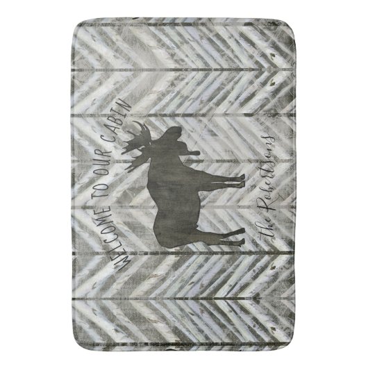 Welkom bij onze Cabin Moose Rustic Lodge Bath Deco Badmat (Voorkant Verticaal)