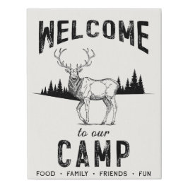 Welkom bij onze Camp Deer  Rustic Imitatie Canvas Print