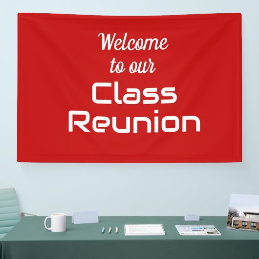 Welkom bij onze Class Reunion (rood en wit) Spandoek (Beurs)