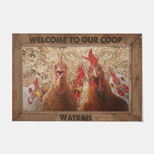 Welkom bij onze Coop deurmat, grappige kip Deurmat (Voorkant)