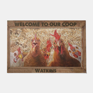 Welkom bij onze Coop | Funny Chicken Family Doorma Deurmat